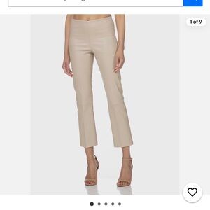 By Malene Birger Cropped Leather Trousers - Cement Beige